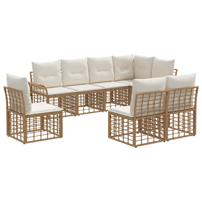 Set de canapele de exterior 8 pcs Alb Natural și Crem Poliester - WALTI WALTI