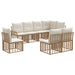 Set de canapele de exterior 8 pcs Alb Natural și Crem Poliester - WALTI WALTI