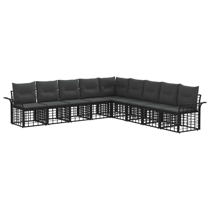 Set de canapele de exterior 9 pcs Negru și Gri închis Poliester - WALTI WALTI