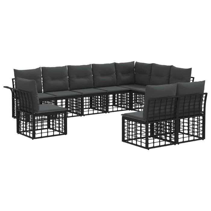Set de canapele de exterior 10 pcs Negru și Gri închis - WALTI WALTI