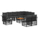 Set de canapele de exterior 11 pcs Negru și Gri închis - WALTI WALTI