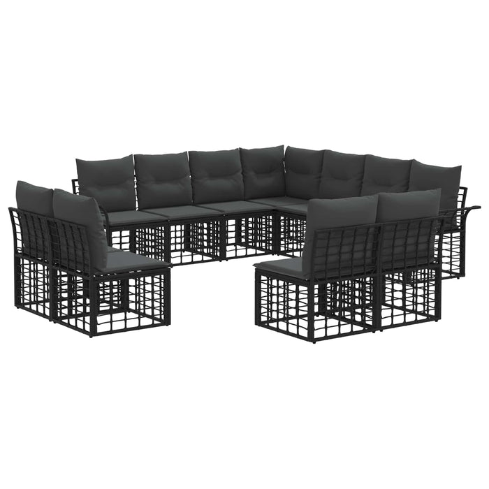 Set de canapele de exterior 11 pcs Negru și Gri închis - WALTI WALTI