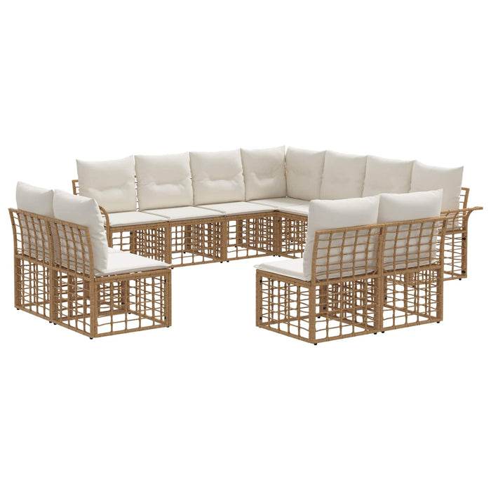 Set de canapele de exterior 11 pcs Alb Natural și Crem - WALTI WALTI