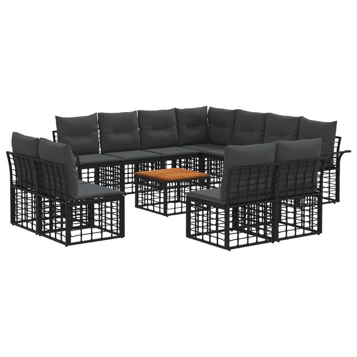 Set de canapele de exterior 12 pcs Negru și Gri închis - WALTI WALTI