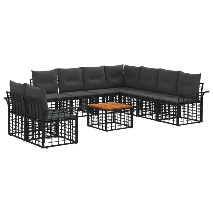 Set de canapele de exterior 10 pcs Negru și Gri închis - WALTI WALTI