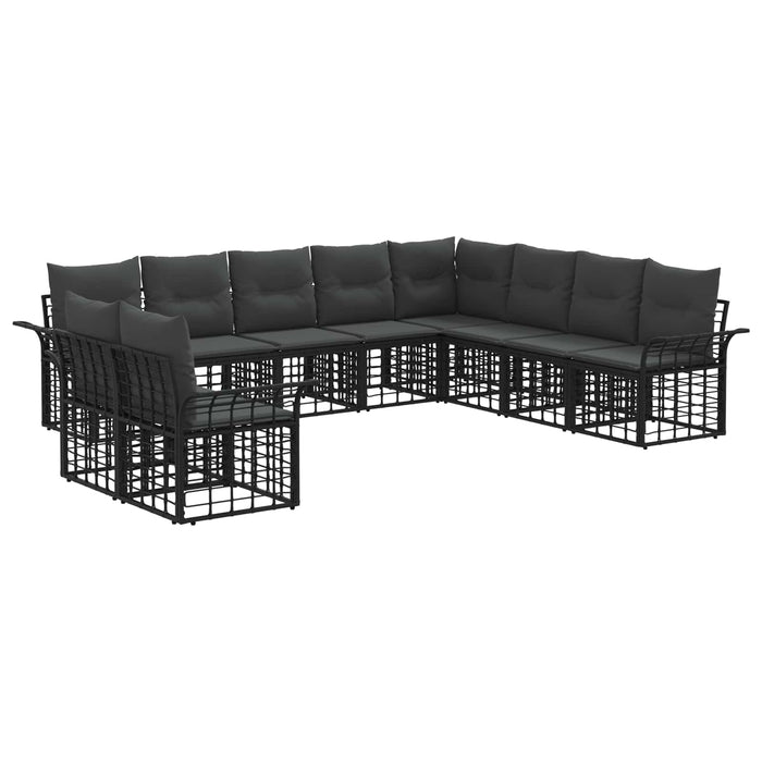 Set de canapele de exterior 10 pcs Negru și Gri închis - WALTI WALTI