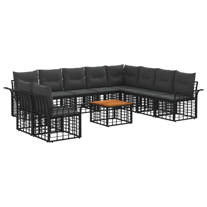 Set de canapele de exterior 11 pcs Negru și Gri închis - WALTI WALTI
