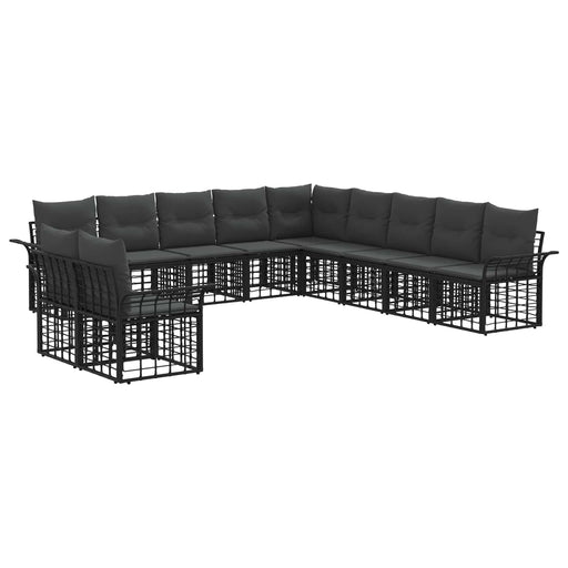 Set de canapele de exterior 11 pcs Negru și Gri închis - WALTI WALTI