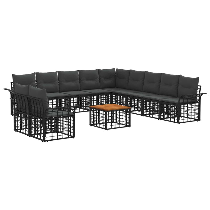 Set de canapele de exterior 12 pcs Negru și Gri închis - WALTI WALTI