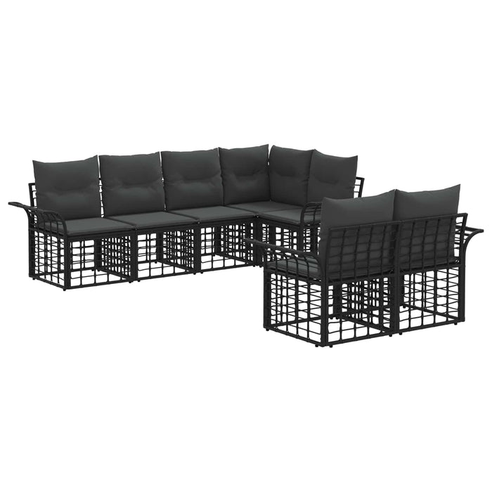 Set de canapele de exterior 7 pcs Negru și Gri închis Poliester - WALTI WALTI
