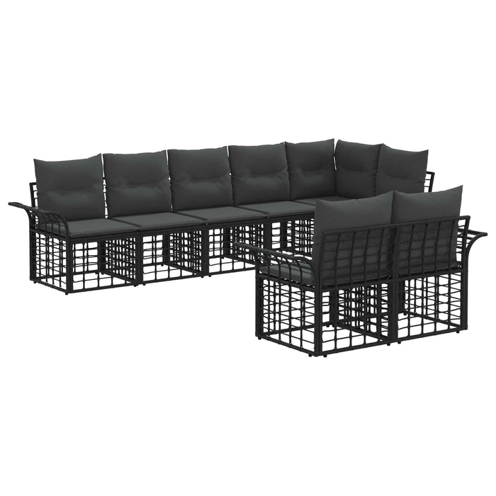 Set de canapele de exterior 8 pcs Negru și Gri închis poliratan - WALTI WALTI