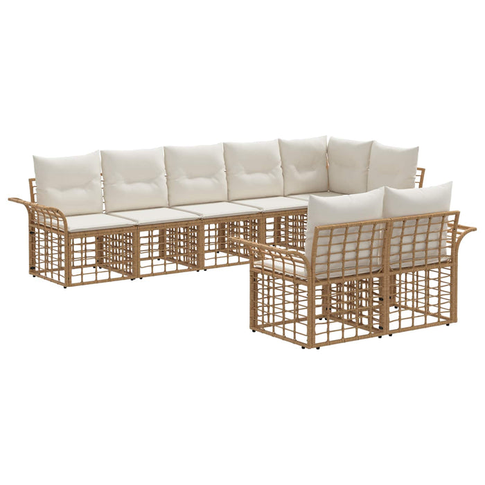 Set de canapele de exterior 8 pcs Alb Natural și Crem poliratan - WALTI WALTI