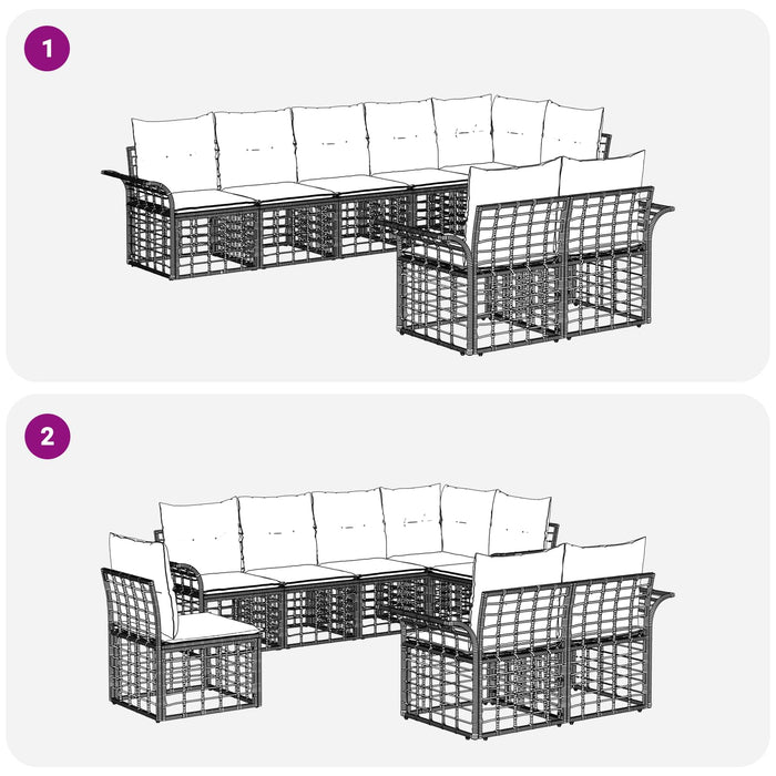 Set de canapele de exterior 8 pcs Alb Natural și Crem poliratan - WALTI WALTI