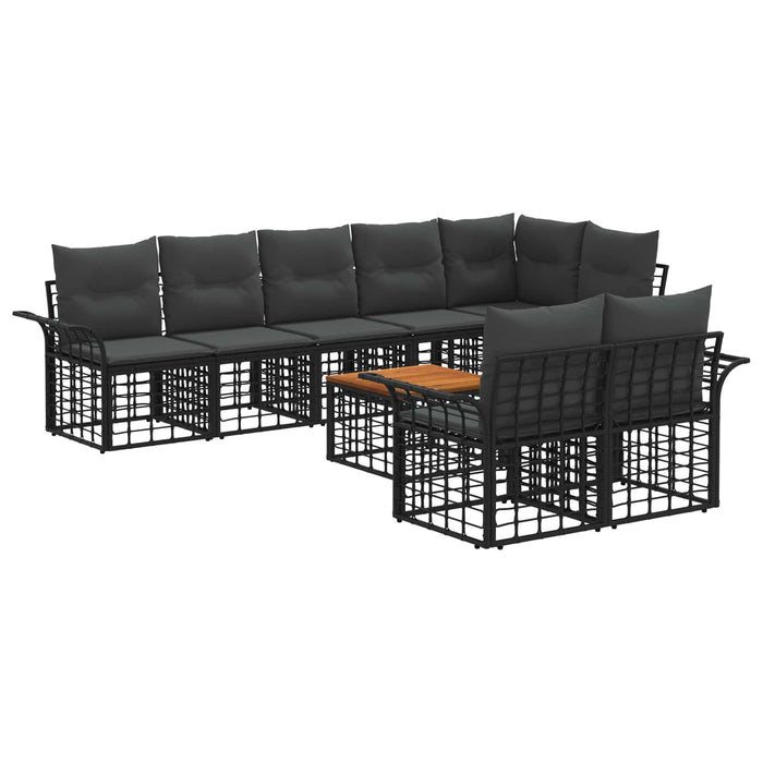 Set de canapele de exterior 9 pcs Negru și Gri închis poliratan - WALTI WALTI