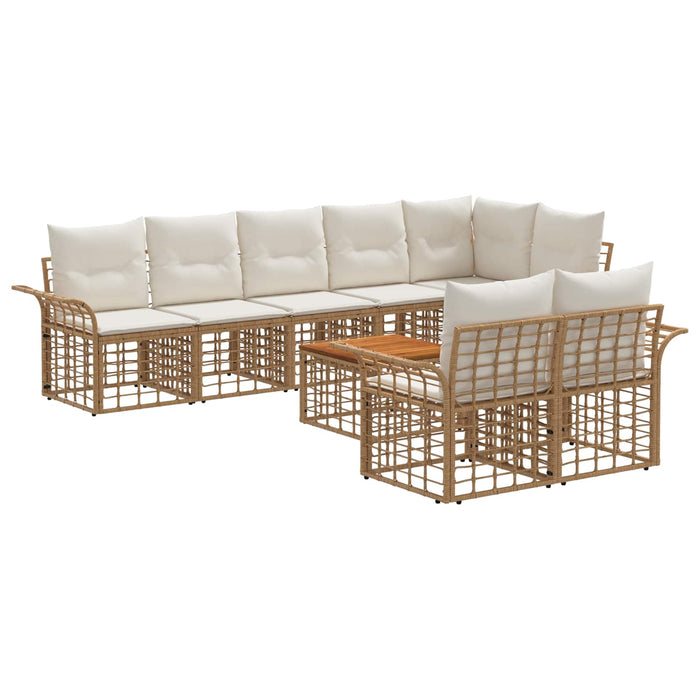 Set de canapele de exterior 9 pcs Alb Natural și Crem poliratan - WALTI WALTI