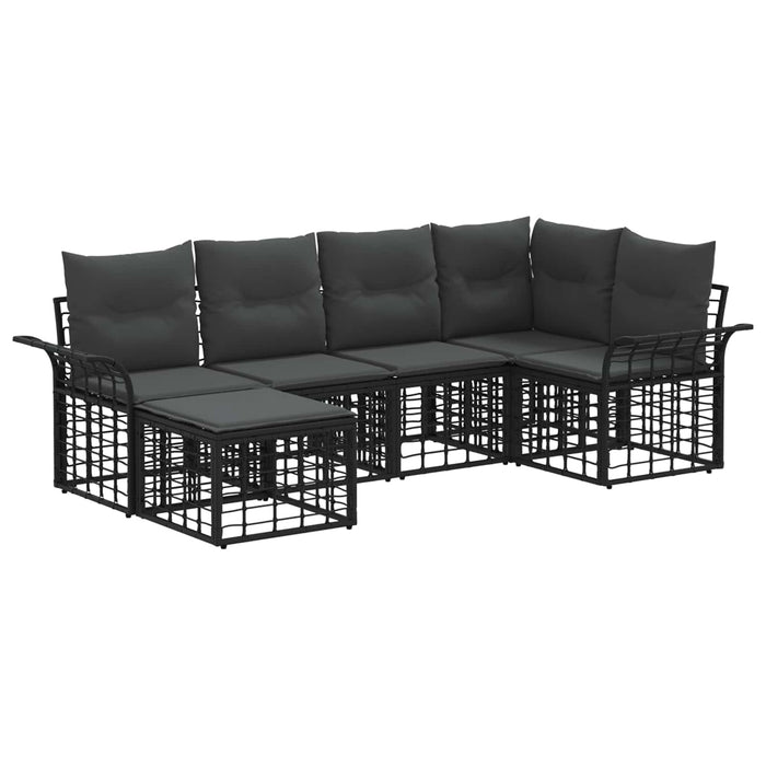 Set de canapele de exterior 6 pcs Negru și Gri închis Poliester - WALTI WALTI