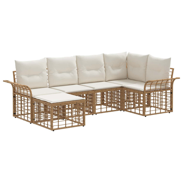 Set de canapele de exterior 6 pcs Alb Natural și Crem Poliester - WALTI WALTI