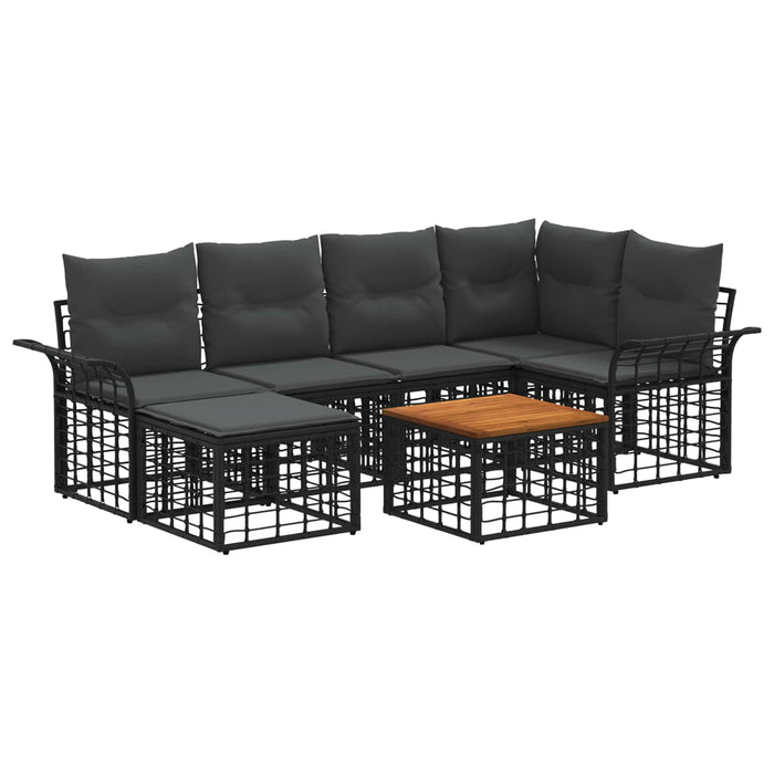 Set de canapele de exterior 7 pcs Negru și Gri închis Poliester - WALTI WALTI