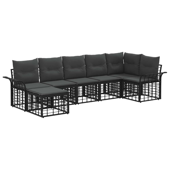 Set de canapele de exterior 7 pcs Negru și Gri închis Poliester - WALTI WALTI