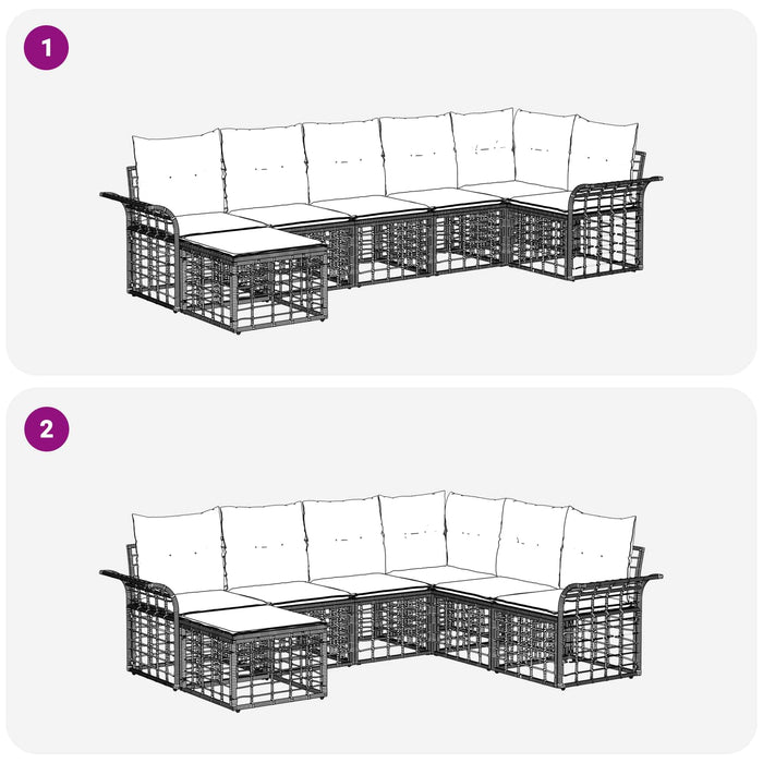 Set de canapele de exterior 7 pcs Negru și Gri închis Poliester - WALTI WALTI