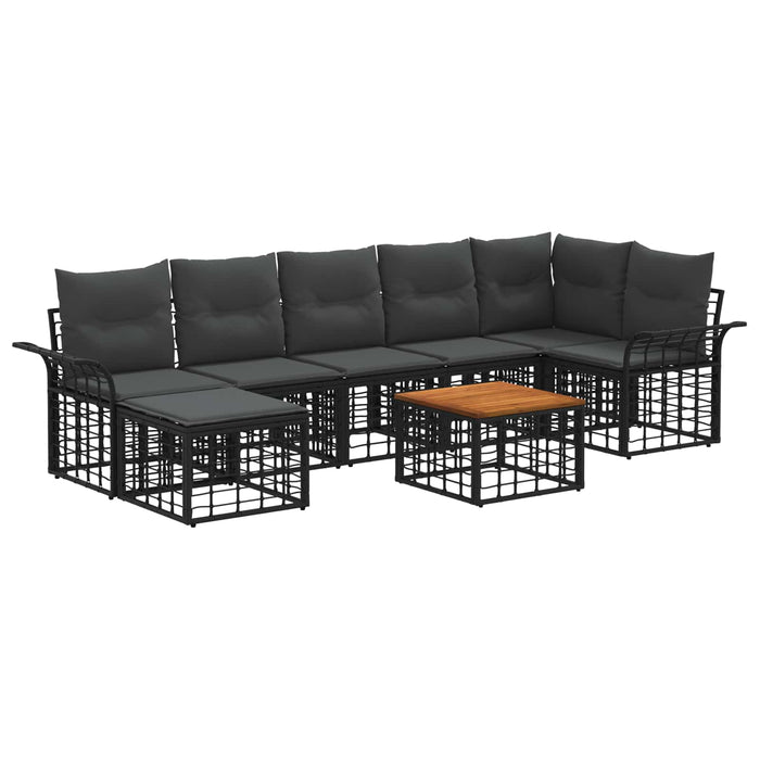 Set de canapele de exterior 8 pcs Negru și Gri închis Poliester - WALTI WALTI