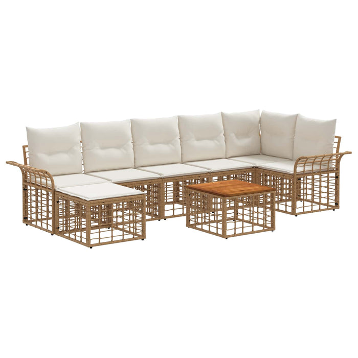 Set de canapele de exterior 8 pcs Alb Natural și Crem Poliester - WALTI WALTI