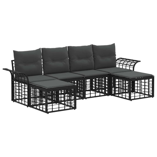 Set de canapele de exterior 6 pcs Negru și Gri închis Poliester - WALTI WALTI
