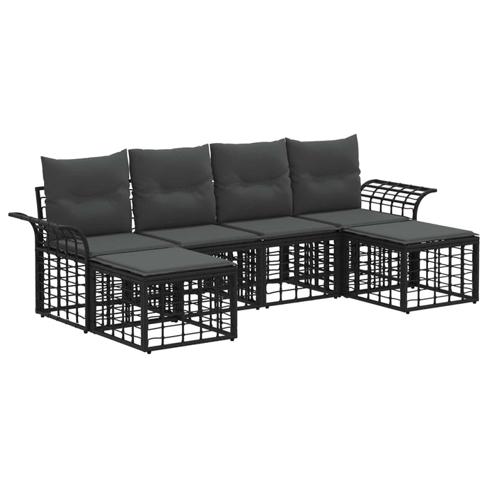 Set de canapele de exterior 6 pcs Negru și Gri închis Poliester - WALTI WALTI
