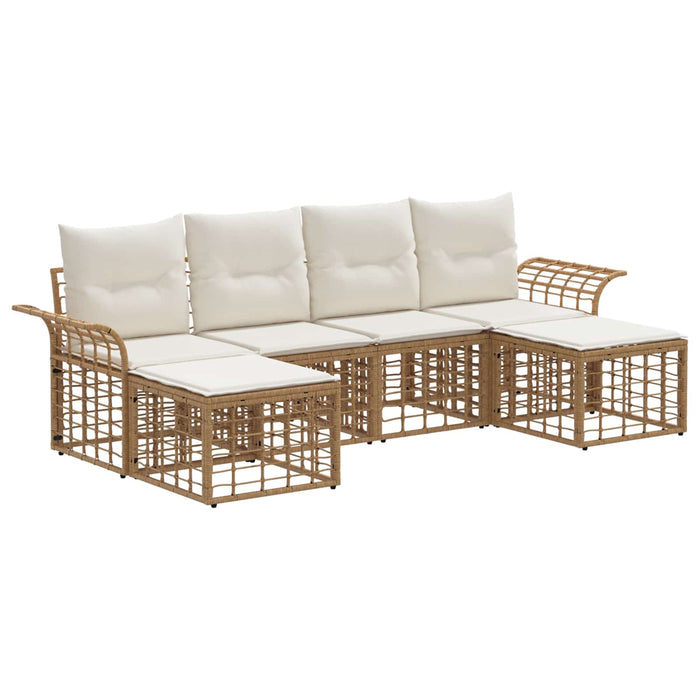 Set de canapele de exterior 6 pcs Alb Natural și Crem Poliester - WALTI WALTI