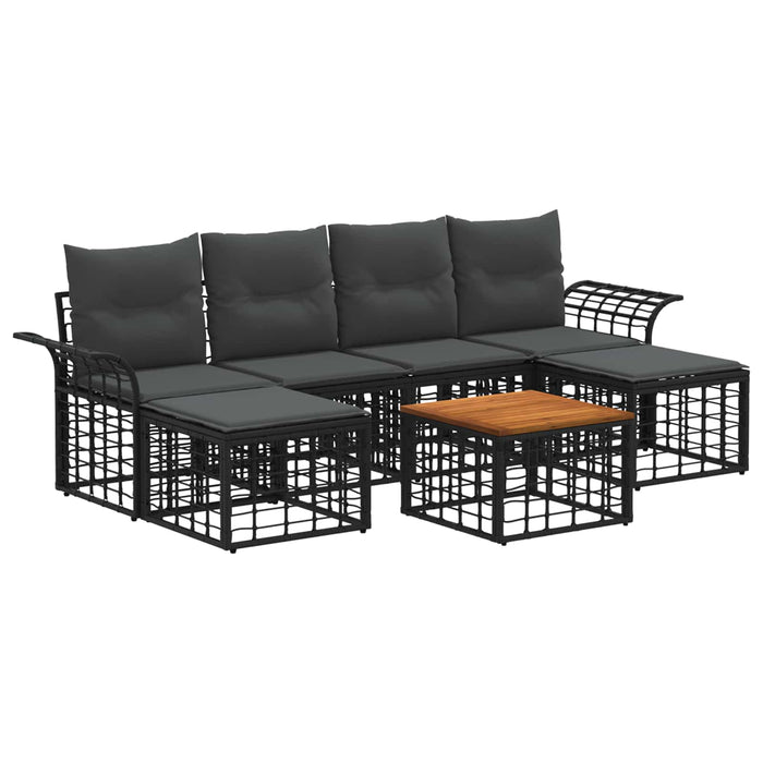 Set de canapele de exterior 7 pcs Negru și Gri închis Poliester - WALTI WALTI
