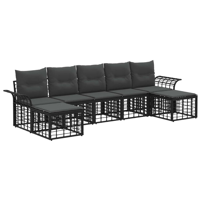 Set de canapele de exterior 7 pcs Negru și Gri închis Poliester - WALTI WALTI