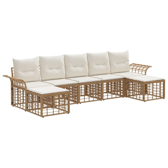 Set de canapele de exterior 7 pcs Alb Natural și Crem Poliester - WALTI WALTI