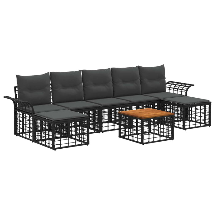 Set de canapele de exterior 8 pcs Negru și Gri închis Poliester - WALTI WALTI