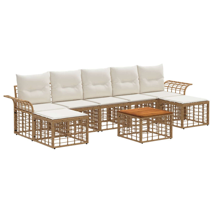Set de canapele de exterior 8 pcs Alb Natural și Crem Poliester - WALTI WALTI