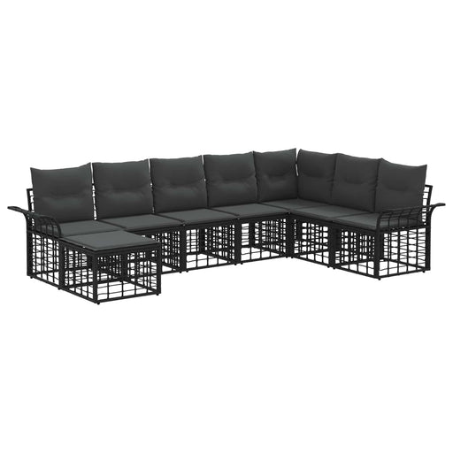 Set de canapele de exterior 8 pcs Negru și Gri închis Poliester - WALTI WALTI