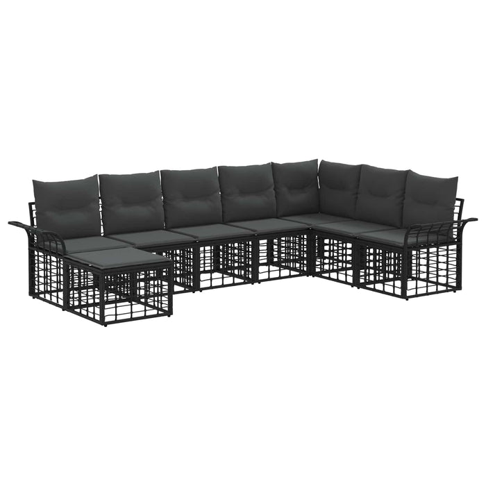 Set de canapele de exterior 8 pcs Negru și Gri închis Poliester - WALTI WALTI