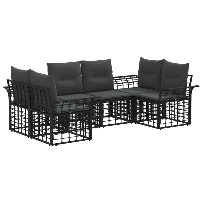 Set de canapele de exterior 6 pcs Negru și Gri închis Poliester - WALTI WALTI