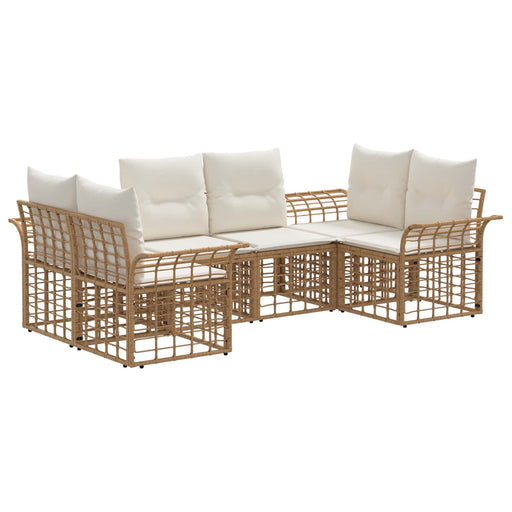 Set de canapele de exterior 6 pcs Alb Natural și Crem Poliester - WALTI WALTI