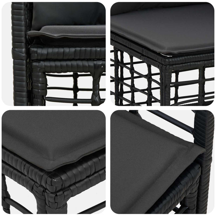 Set de canapele de exterior 7 pcs Negru și Gri închis Poliester - WALTI WALTI