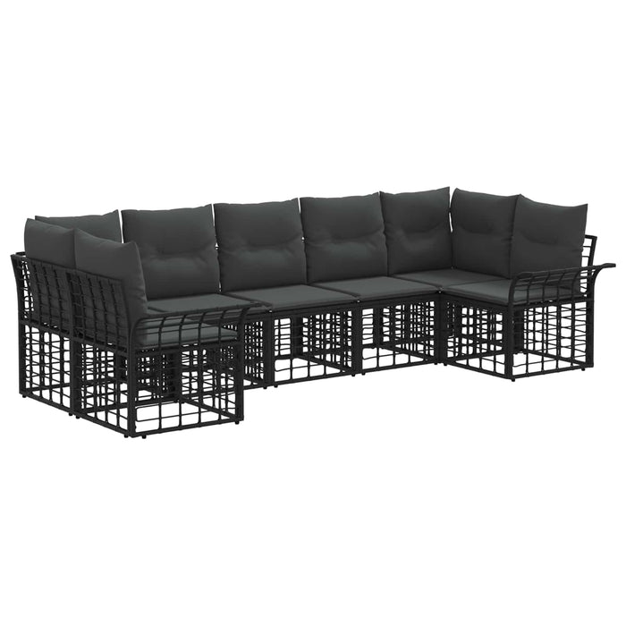 Set de canapele de exterior 7 pcs Negru și Gri închis Poliester - WALTI WALTI
