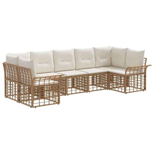 Set de canapele de exterior 7 pcs Alb Natural și Crem Poliester - WALTI WALTI