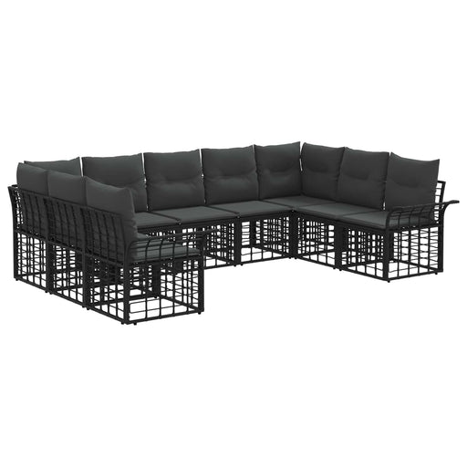 Set de canapele de exterior 9 pcs Negru și Gri închis Poliester - WALTI WALTI