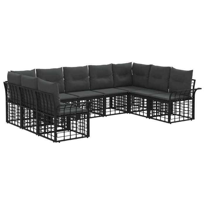 Set de canapele de exterior 9 pcs Negru și Gri închis Poliester - WALTI WALTI