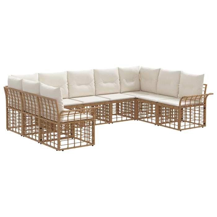 Set de canapele de exterior 9 pcs Alb Natural și Crem Poliester - WALTI WALTI