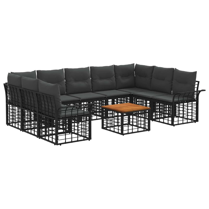 Set de canapele de exterior 10 pcs Negru și Gri închis - WALTI WALTI