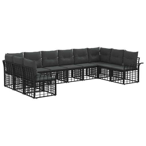 Set de canapele de exterior 10 pcs Negru și Gri închis - WALTI WALTI