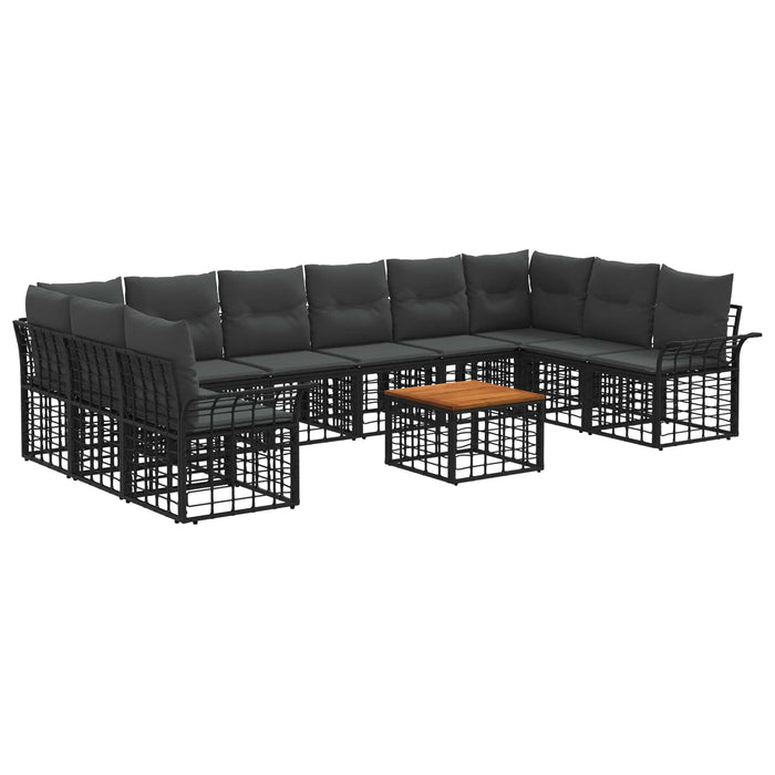 Set de canapele de exterior 11 pcs Negru și Gri închis - WALTI WALTI