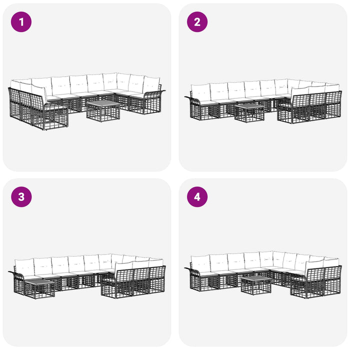 Set de canapele de exterior 11 pcs Alb Natural și Crem - WALTI WALTI
