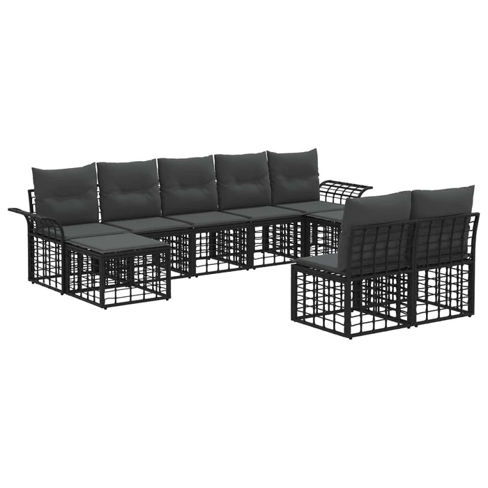 Set de canapele de exterior 9 pcs Negru și Gri închis Poliester - WALTI WALTI
