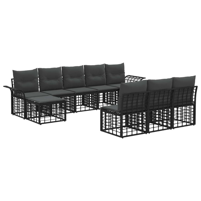 Set de canapele de exterior 9 pcs Negru și Gri închis Poliester - WALTI WALTI